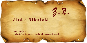 Zintz Nikolett névjegykártya